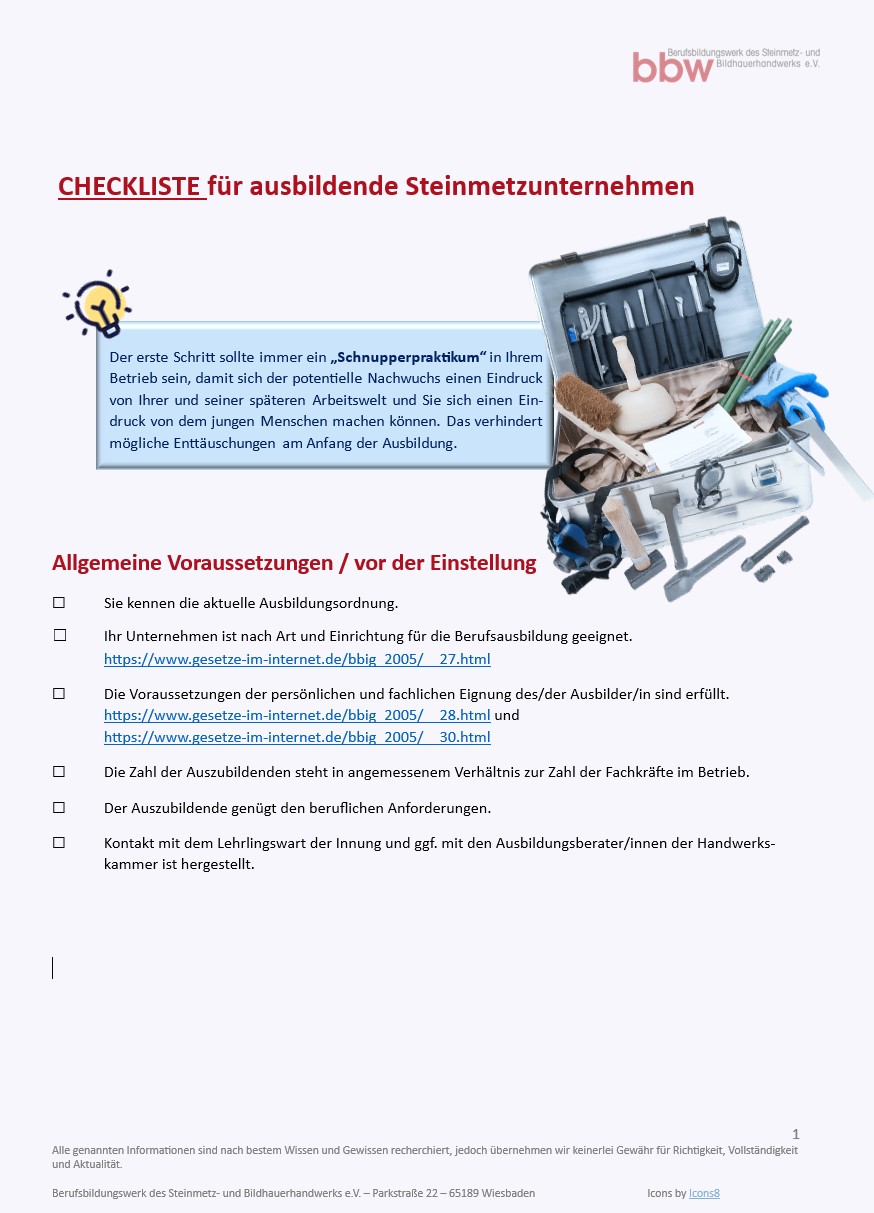 Fahrplan fur Ausbildungsbetriebe